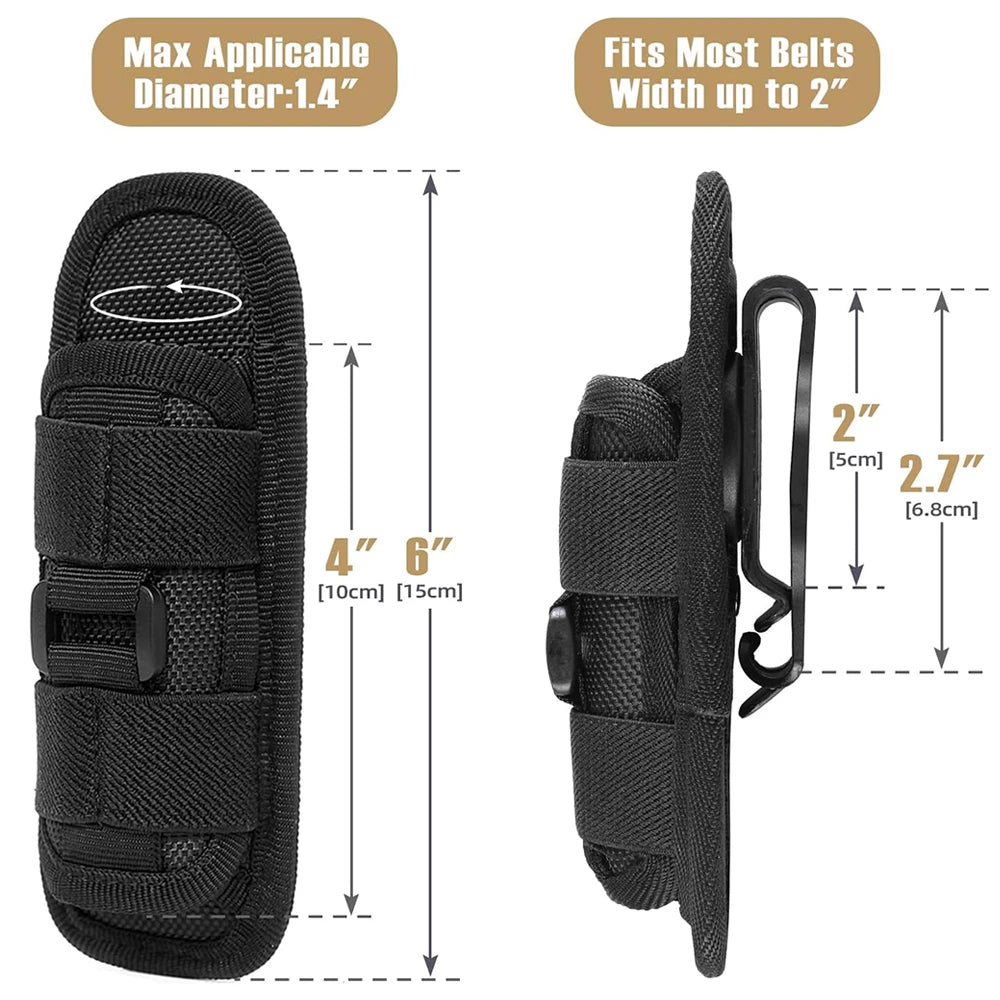 Funda para linterna táctica, portasopletes para soplete molle, bolsa de cintura para herramientas EDC, accesorios para acampar al aire libre y caza