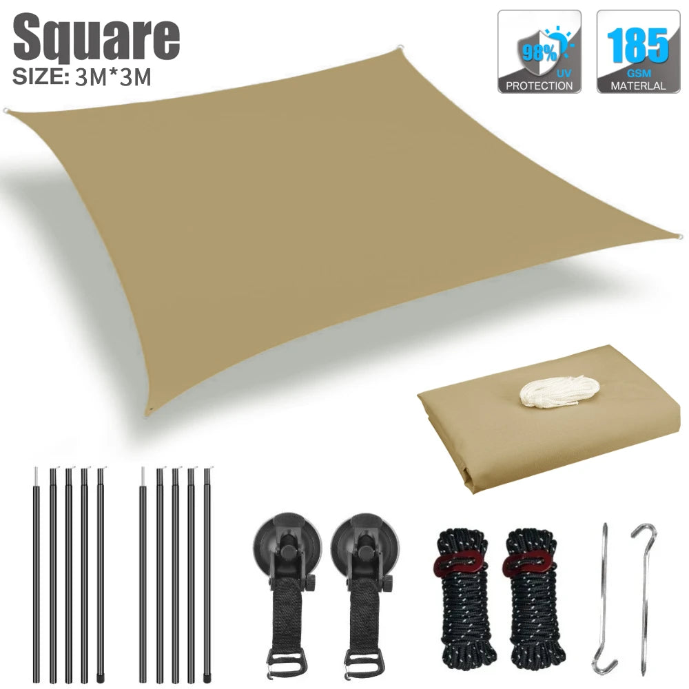 Toldo para autos Sombra para camper van Toldo anti-UV Toldos impermeables para caravanas Techos de auto Refugios laterales para tiendas de campaña con postes de aluminio