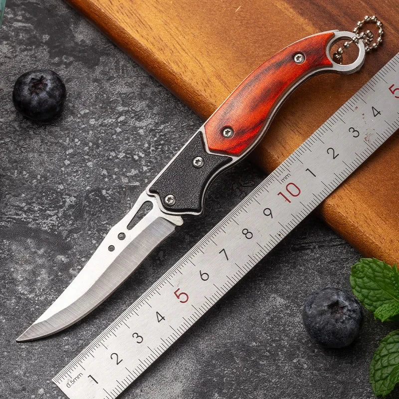 Cuchillo plegable compacto con hoja duradera de acero inoxidable, herramienta multifuncional para acampar de supervivencia