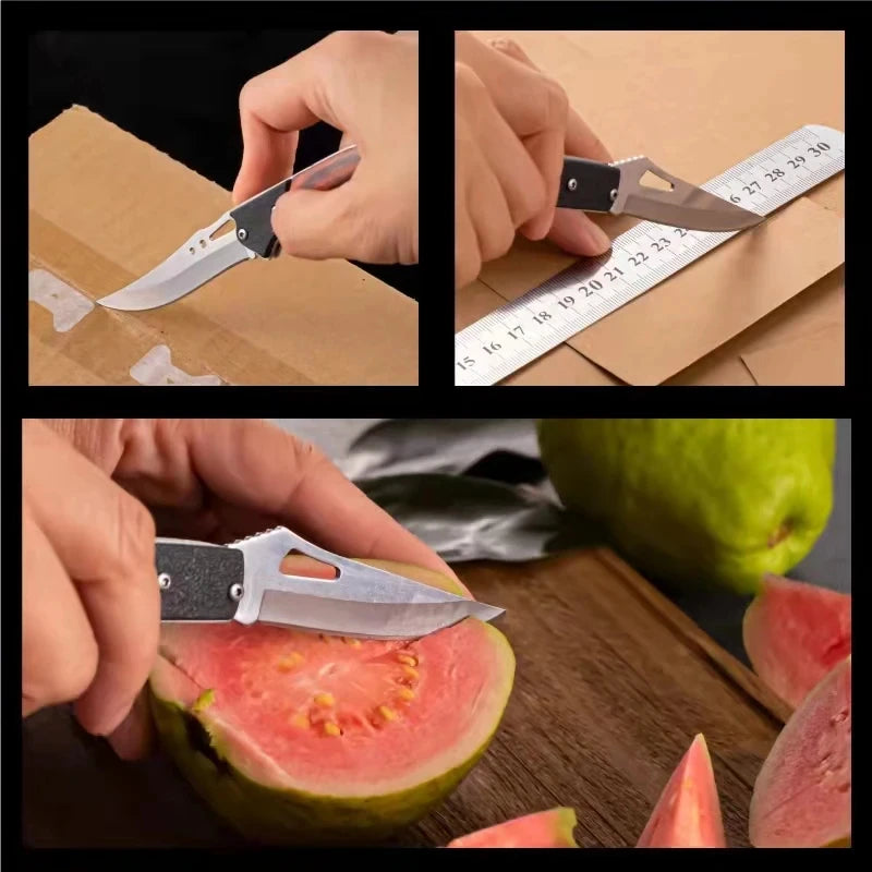 Cuchillo plegable compacto con hoja duradera de acero inoxidable, herramienta multifuncional para acampar de supervivencia