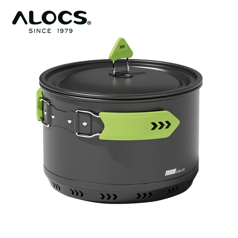 ALOCS Camping Pot Cookware Compact Mess Aleación de aluminio antiadherente para mochilero al aire libre, viajes, picnic