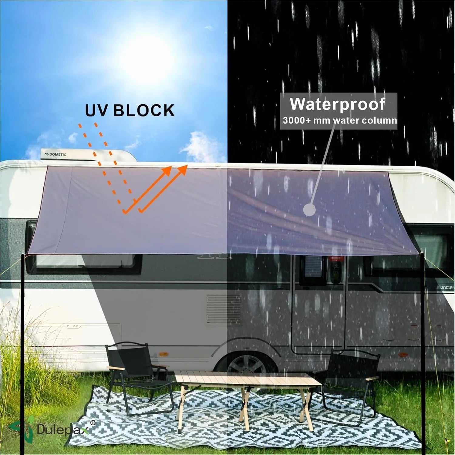 Toldo para autos para van campervan, vehículo de caravana 2x3M 2x4M, techo impermeable para campamentos al aire libre, velas de sombra para campamentos al aire libre