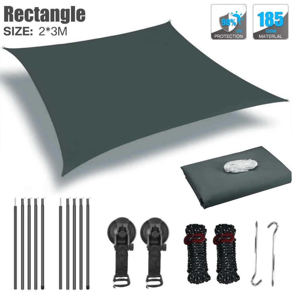 Toldo para autos Sombra para camper van Toldo anti-UV Toldos impermeables para caravanas Techos de auto Refugios laterales para tiendas de campaña con postes de aluminio