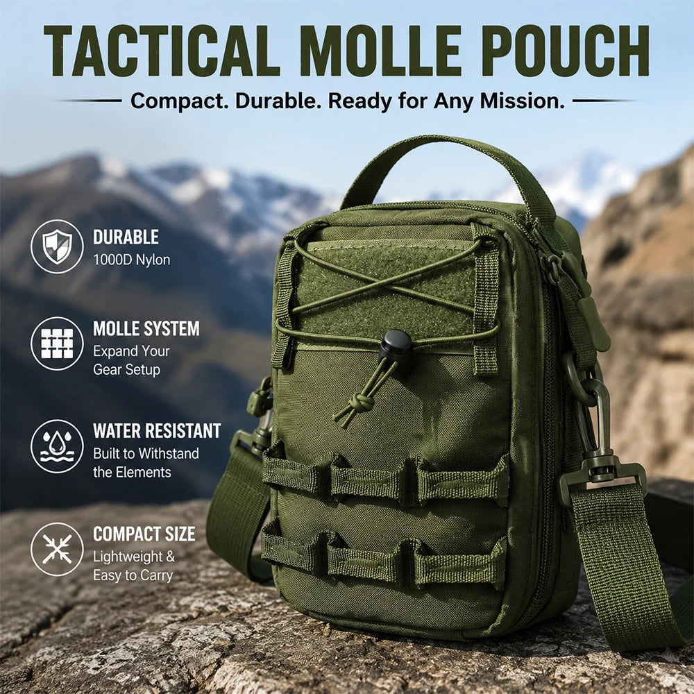 Bolsa Tactical Molle con correa de hombro, bolsa portátil ligera para teléfono para exteriores, bolsa compacta EDC utilitaria para senderismo