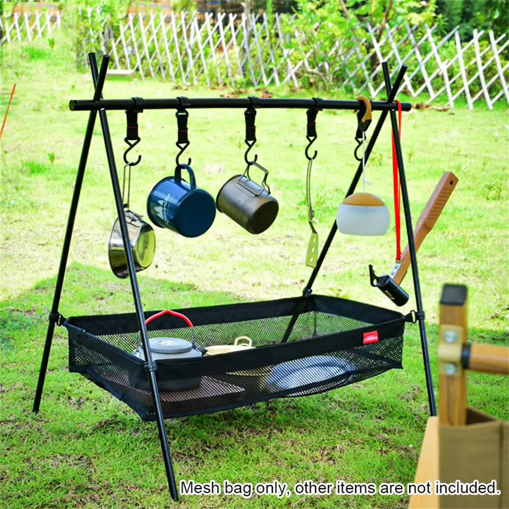 Bolsa de almacenamiento debajo de la mesa para picnic Escritorio Caja de almacenamiento Organizador de canasta de malla Mesa de campamento Soporte para trípode para picnic