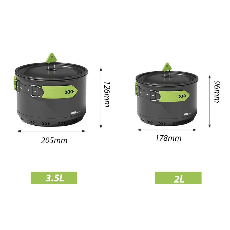 ALOCS Camping Pot Cookware Compact Mess Aleación de aluminio antiadherente para mochilero al aire libre, viajes, picnic
