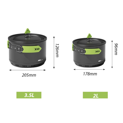 ALOCS Camping Pot Cookware Compact Mess Aleación de aluminio antiadherente para mochilero al aire libre, viajes, picnic