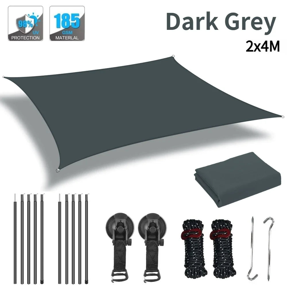 Toldo para autos para van campervan, vehículo de caravana 2x3M 2x4M, techo impermeable para campamentos al aire libre, velas de sombra para campamentos al aire libre