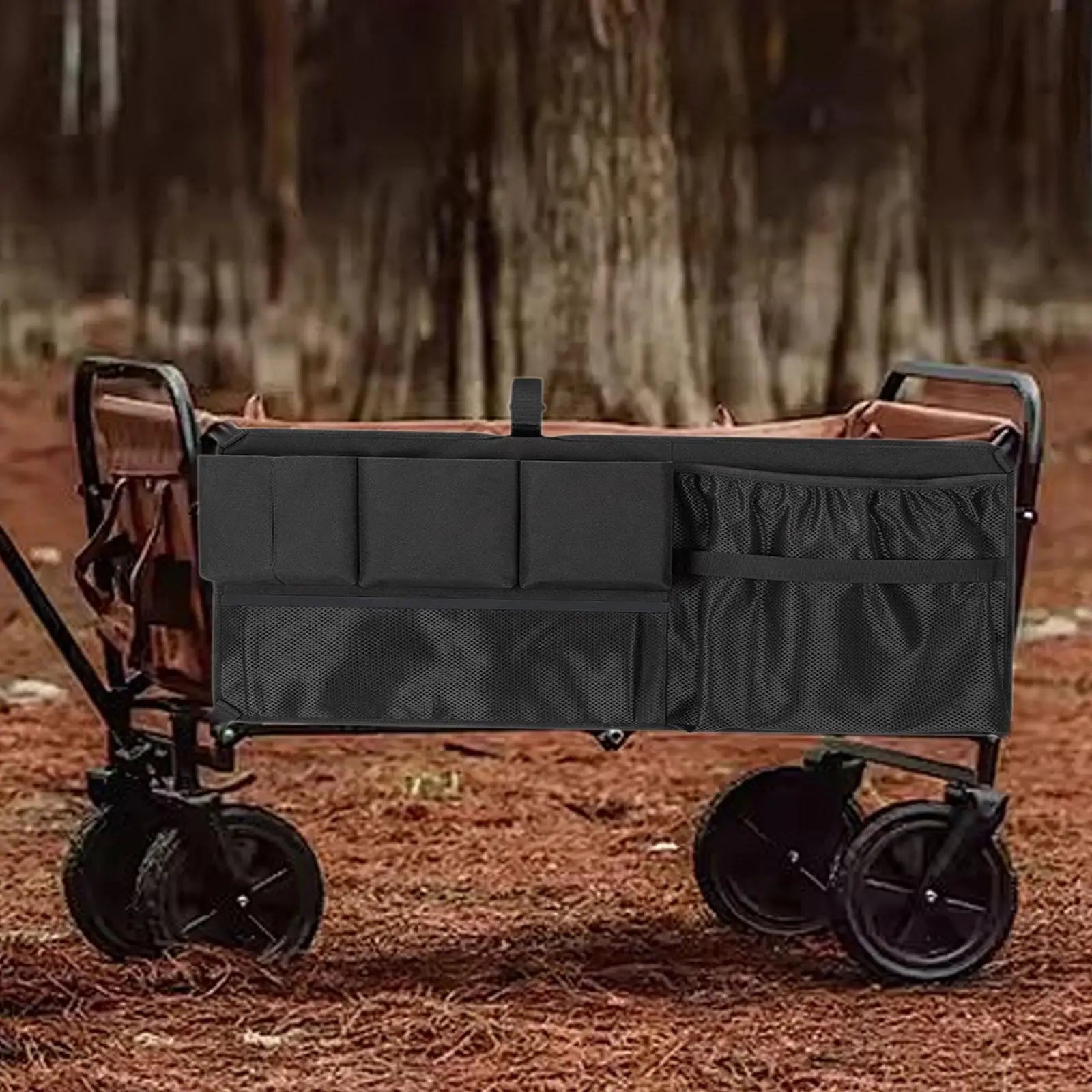 Carrito de campamento al aire libre Almacenamiento lateral Bolsa de malla Carrito de picnic Bolsa lateral Múltiples bolsillos Plegable para carrito Organizador de tela Oxford