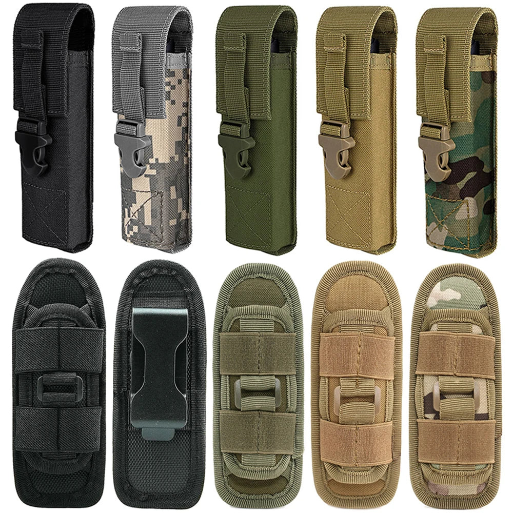 Funda para linterna táctica, portasopletes para soplete molle, bolsa de cintura para herramientas EDC, accesorios para acampar al aire libre y caza