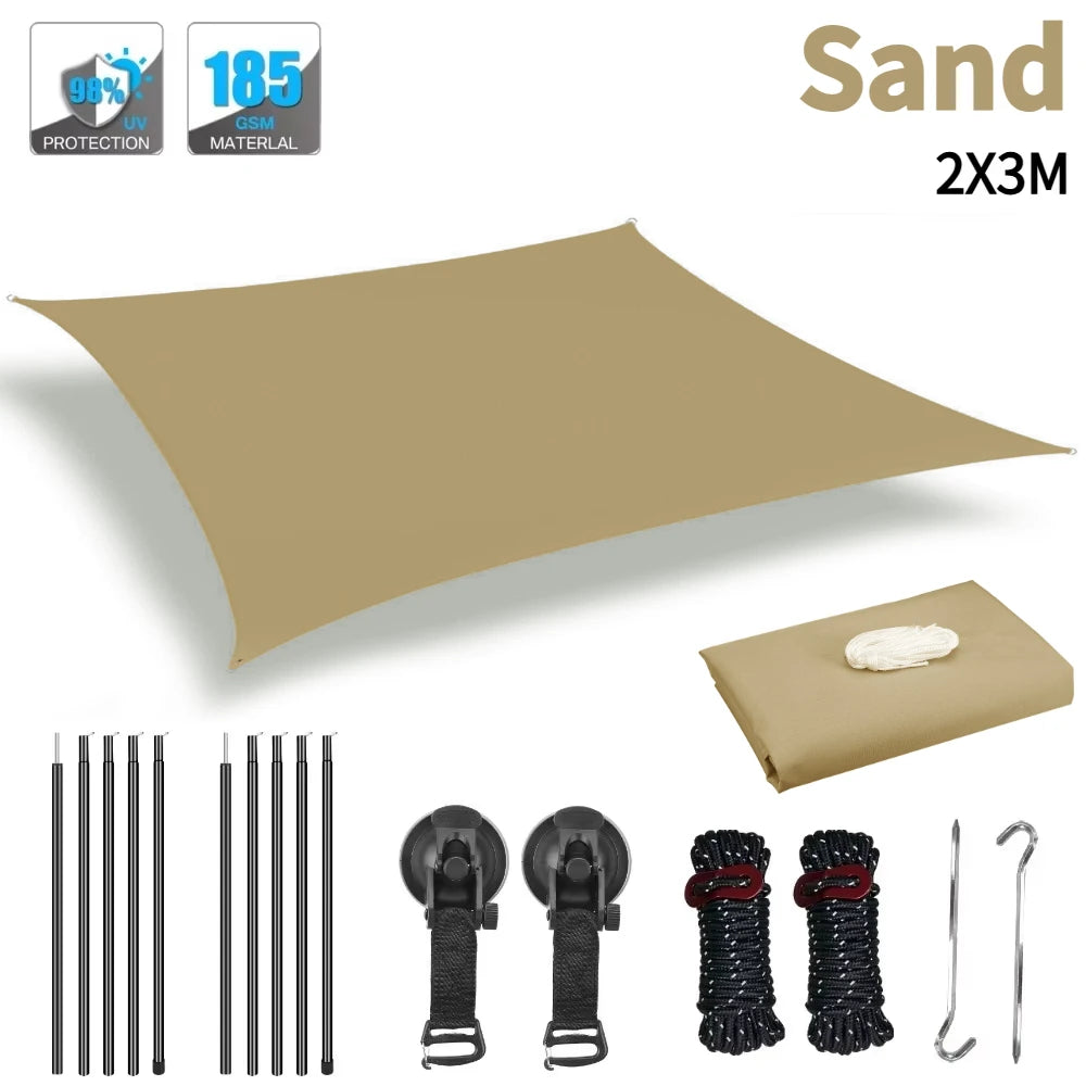 Toldo para autos para van campervan, vehículo de caravana 2x3M 2x4M, techo impermeable para campamentos al aire libre, velas de sombra para campamentos al aire libre