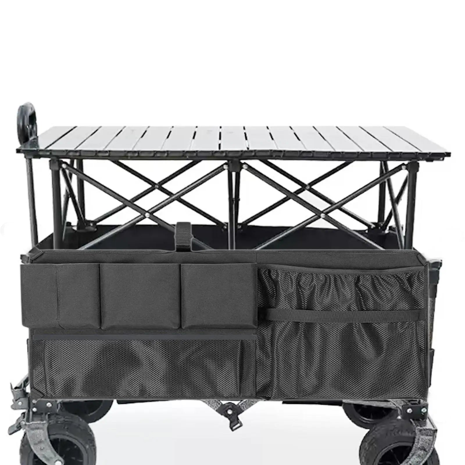 Carrito de campamento al aire libre Almacenamiento lateral Bolsa de malla Carrito de picnic Bolsa lateral Múltiples bolsillos Plegable para carrito Organizador de tela Oxford