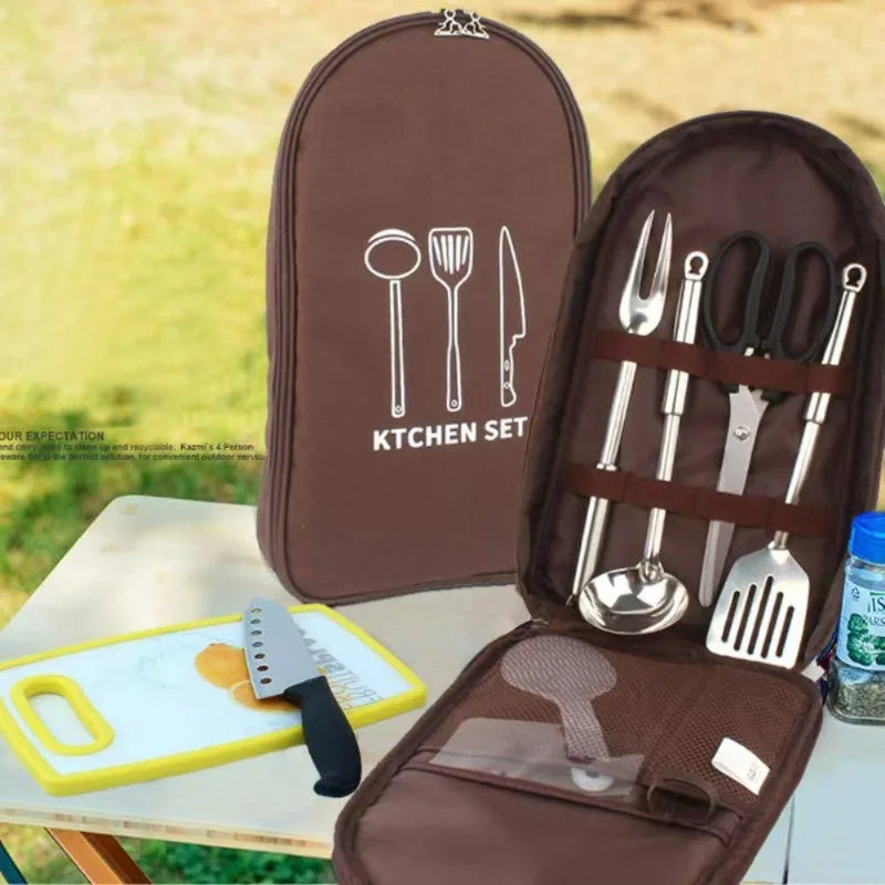 Organizador de utensilios de cocina para campamento Bolsa de viaje Bolsa portátil para BBQ Kit de cocina para BBQ Camp