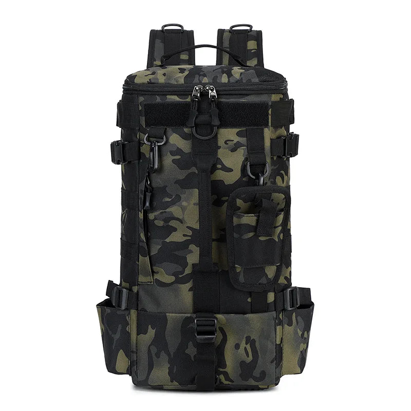 Mochila de pesca táctica con portacañas Almacenamiento de equipo de pesca Molle para acampar Senderismo al aire libre Mochila multifuncional