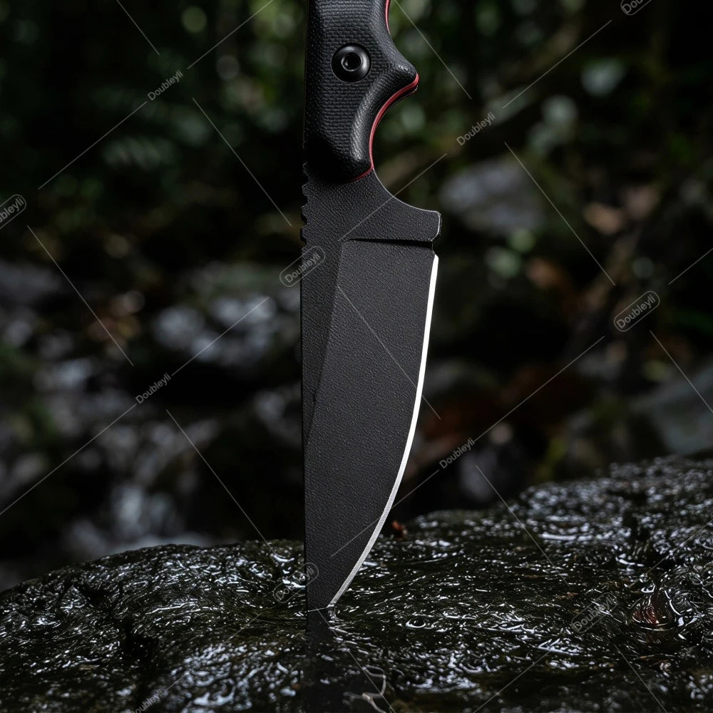 Campamento al aire libre Cuchillo recto, mango antideslizante con funda K, práctico todos los días. Llevar pesca para senderismo cuchillo de viaje regalo para hombres