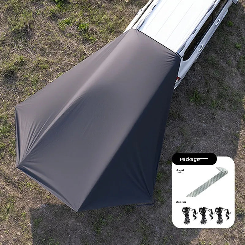 Toldo lateral para SUV, toldo con ventosa y protector UV recubierto de negro plateado para camping autónomo