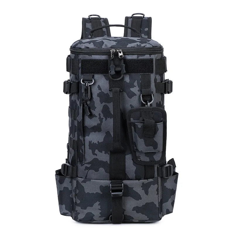 Mochila de pesca táctica con portacañas Almacenamiento de equipo de pesca Molle para acampar Senderismo al aire libre Mochila multifuncional