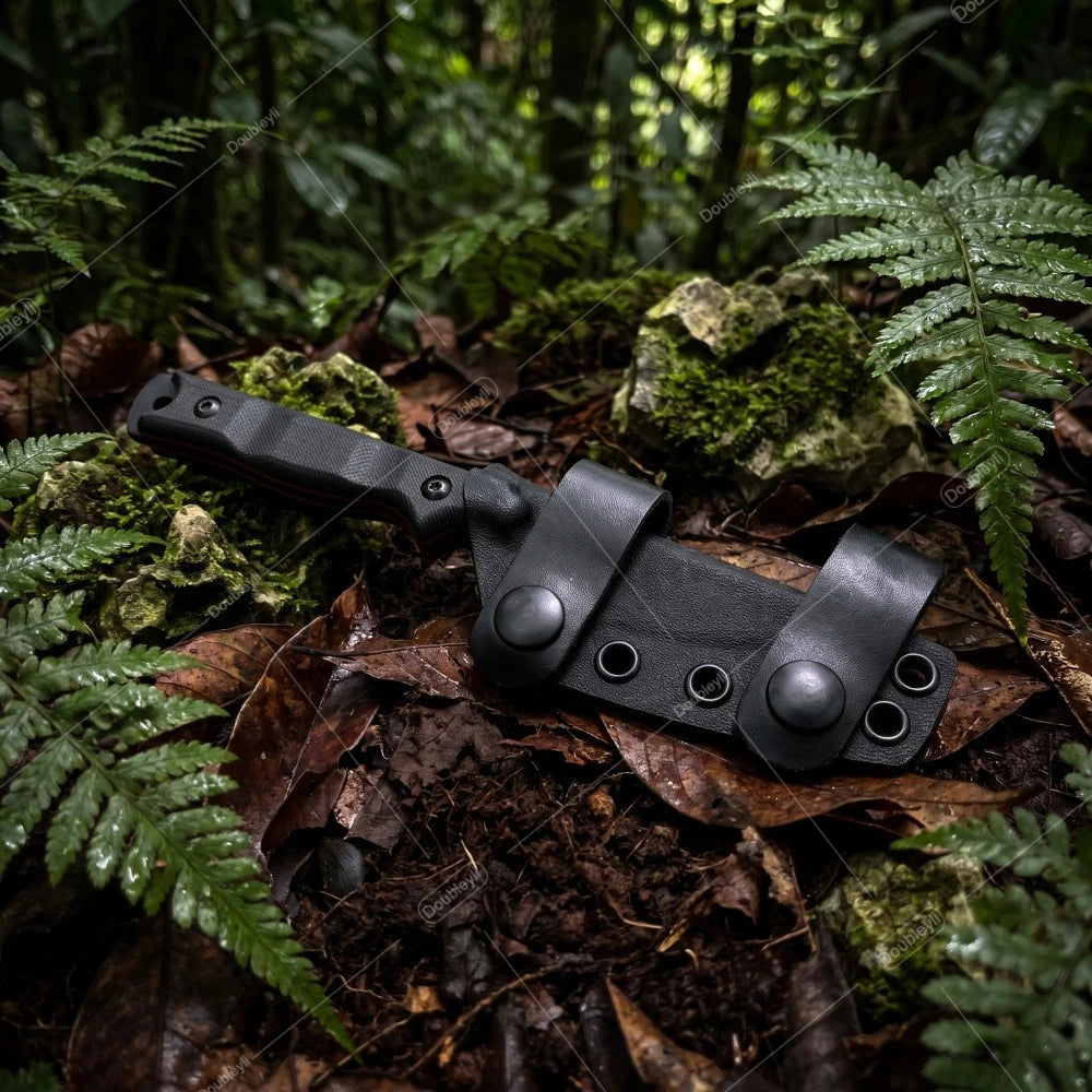 Campamento al aire libre Cuchillo recto, mango antideslizante con funda K, práctico todos los días. Llevar pesca para senderismo cuchillo de viaje regalo para hombres