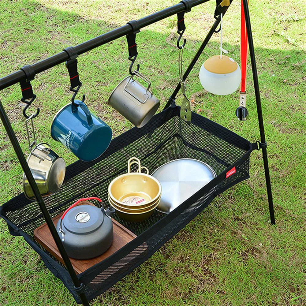 Bolsa de almacenamiento debajo de la mesa para picnic Escritorio Caja de almacenamiento Organizador de canasta de malla Mesa de campamento Soporte para trípode para picnic