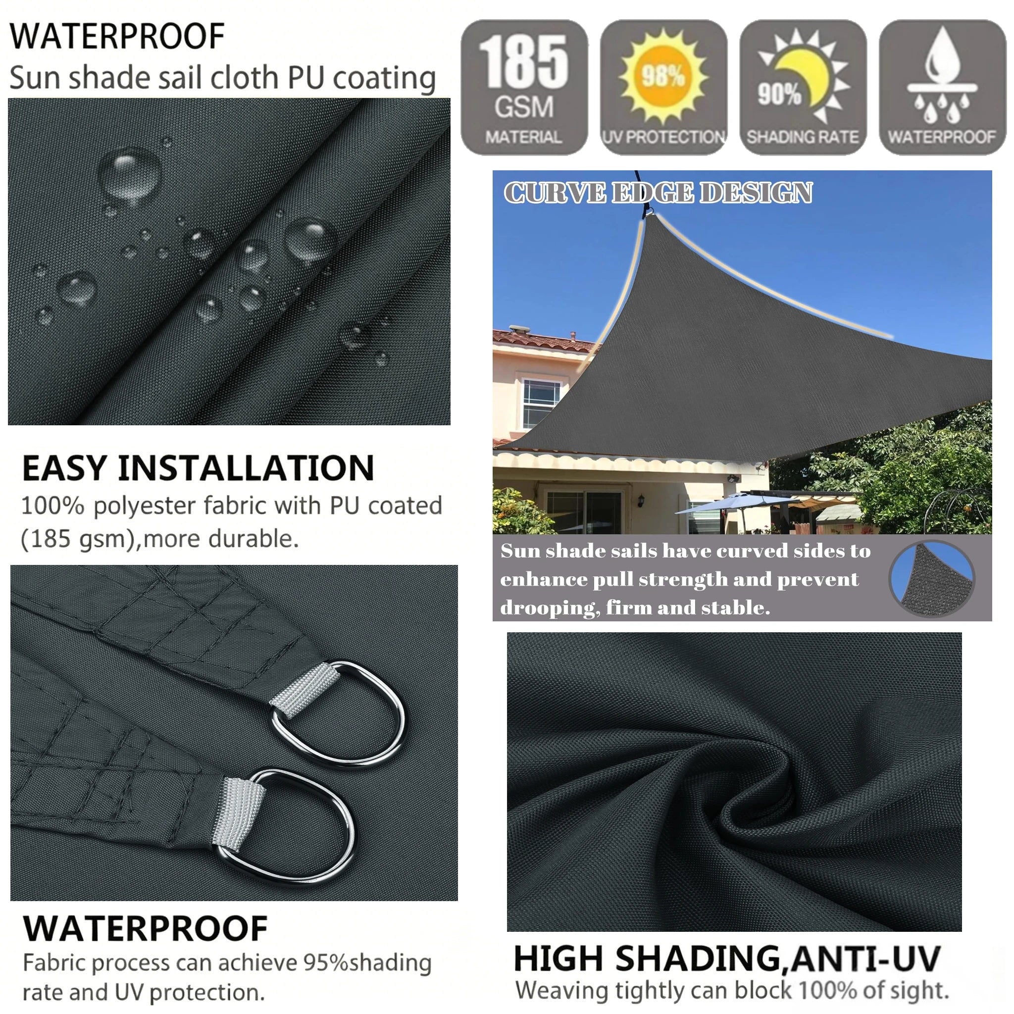 Toldo para autos Sombra para camper van Toldo anti-UV Toldos impermeables para caravanas Techos de auto Refugios laterales para tiendas de campaña con postes de aluminio