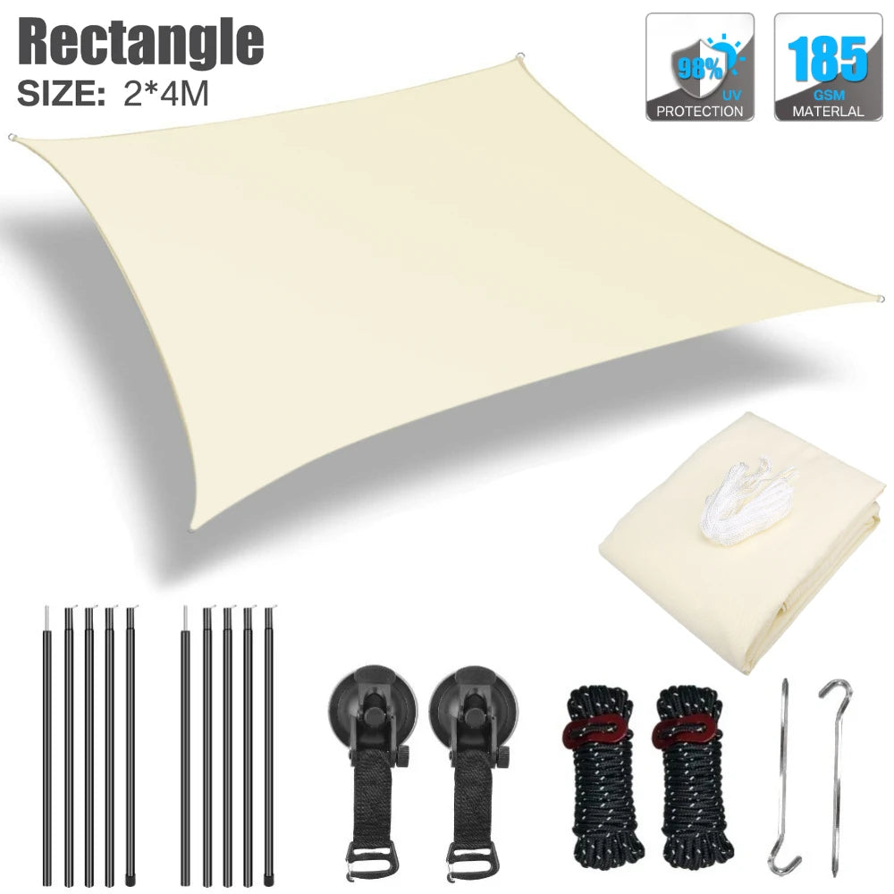 Toldo para autos Sombra para camper van Toldo anti-UV Toldos impermeables para caravanas Techos de auto Refugios laterales para tiendas de campaña con postes de aluminio