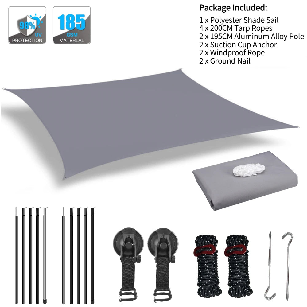 Toldo para autos para van campervan, vehículo de caravana 2x3M 2x4M, techo impermeable para campamentos al aire libre, velas de sombra para campamentos al aire libre