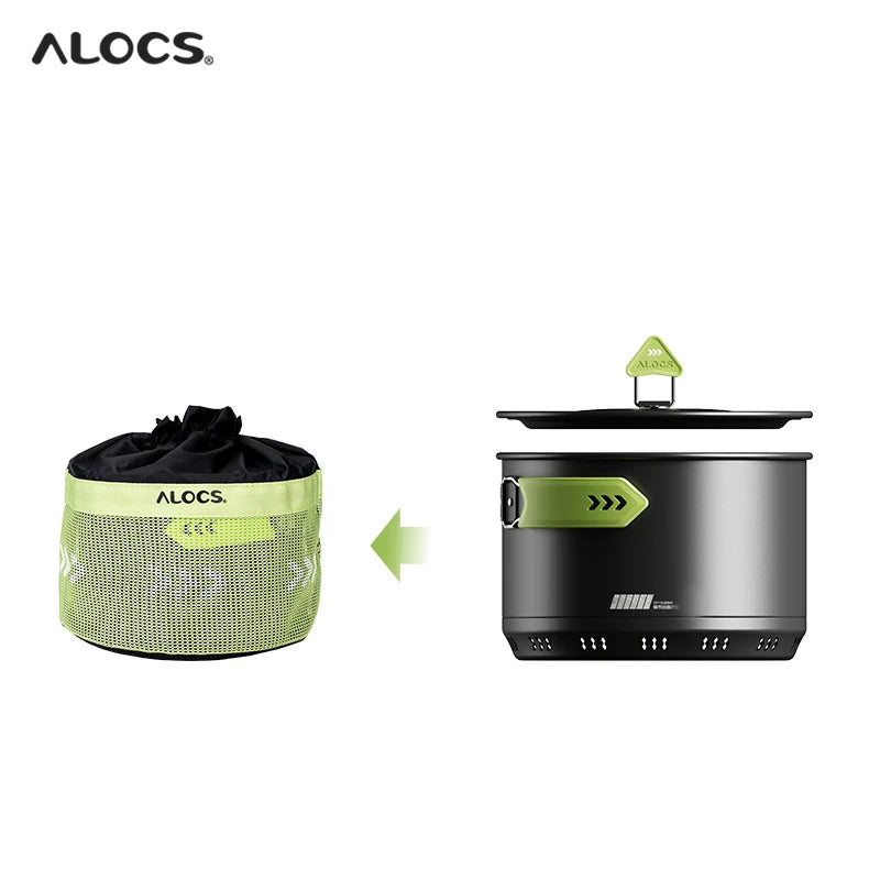 ALOCS Camping Pot Cookware Compact Mess Aleación de aluminio antiadherente para mochilero al aire libre, viajes, picnic