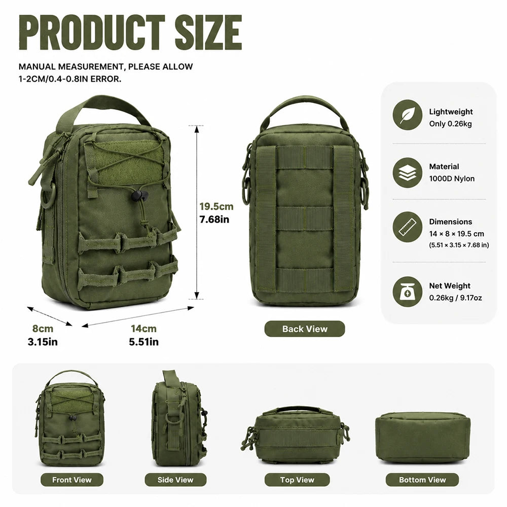 Bolsa Tactical Molle con correa de hombro, bolsa portátil ligera para teléfono para exteriores, bolsa compacta EDC utilitaria para senderismo