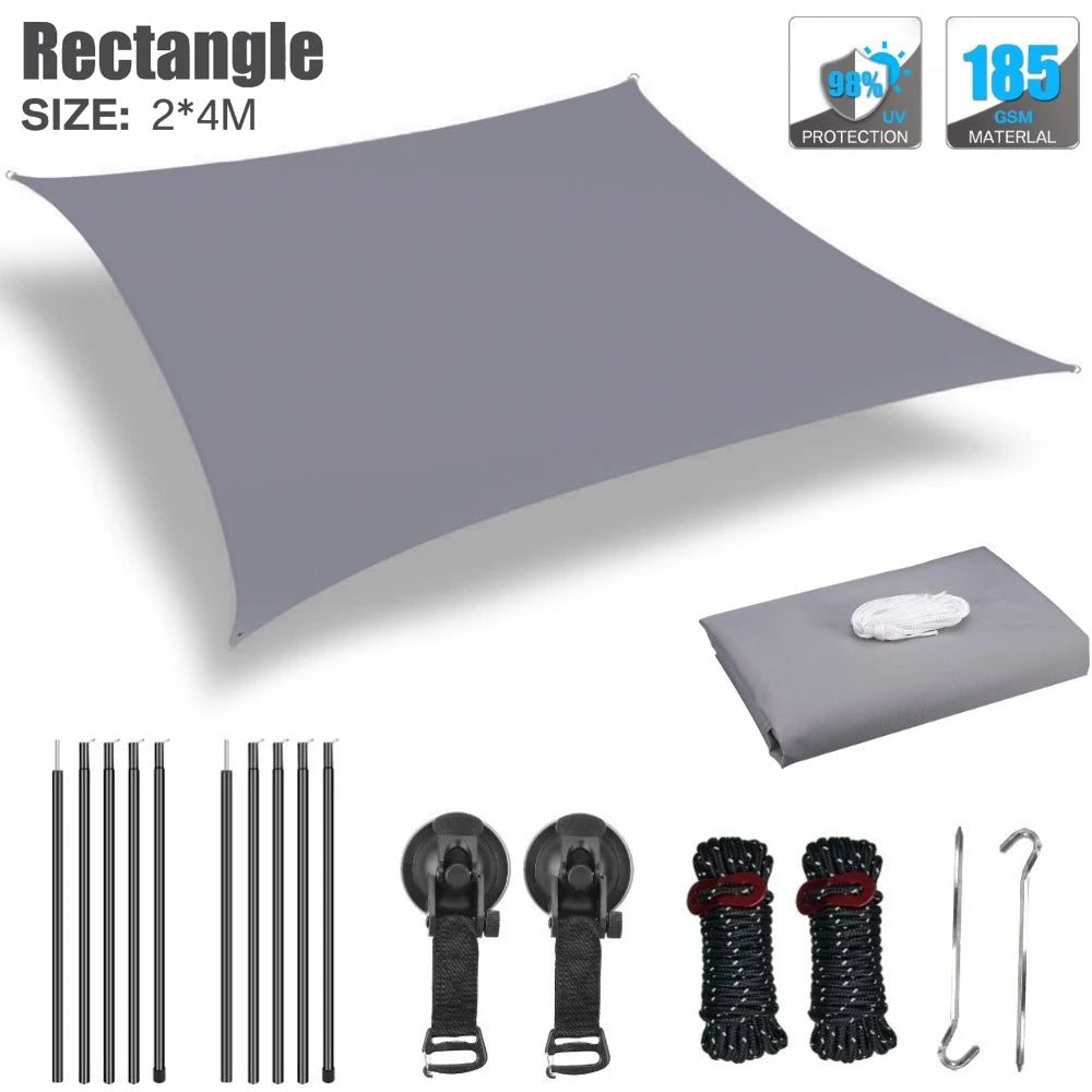 Toldo para autos Sombra para camper van Toldo anti-UV Toldos impermeables para caravanas Techos de auto Refugios laterales para tiendas de campaña con postes de aluminio