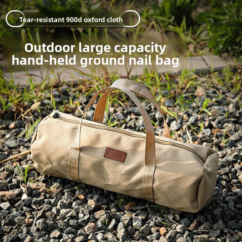 Bolsa cilíndrica para acampar al aire libre Bolso portátil para estacas de tienda Cuerdas de viento Bolsa cilíndrica duradera para accesorios de campamento