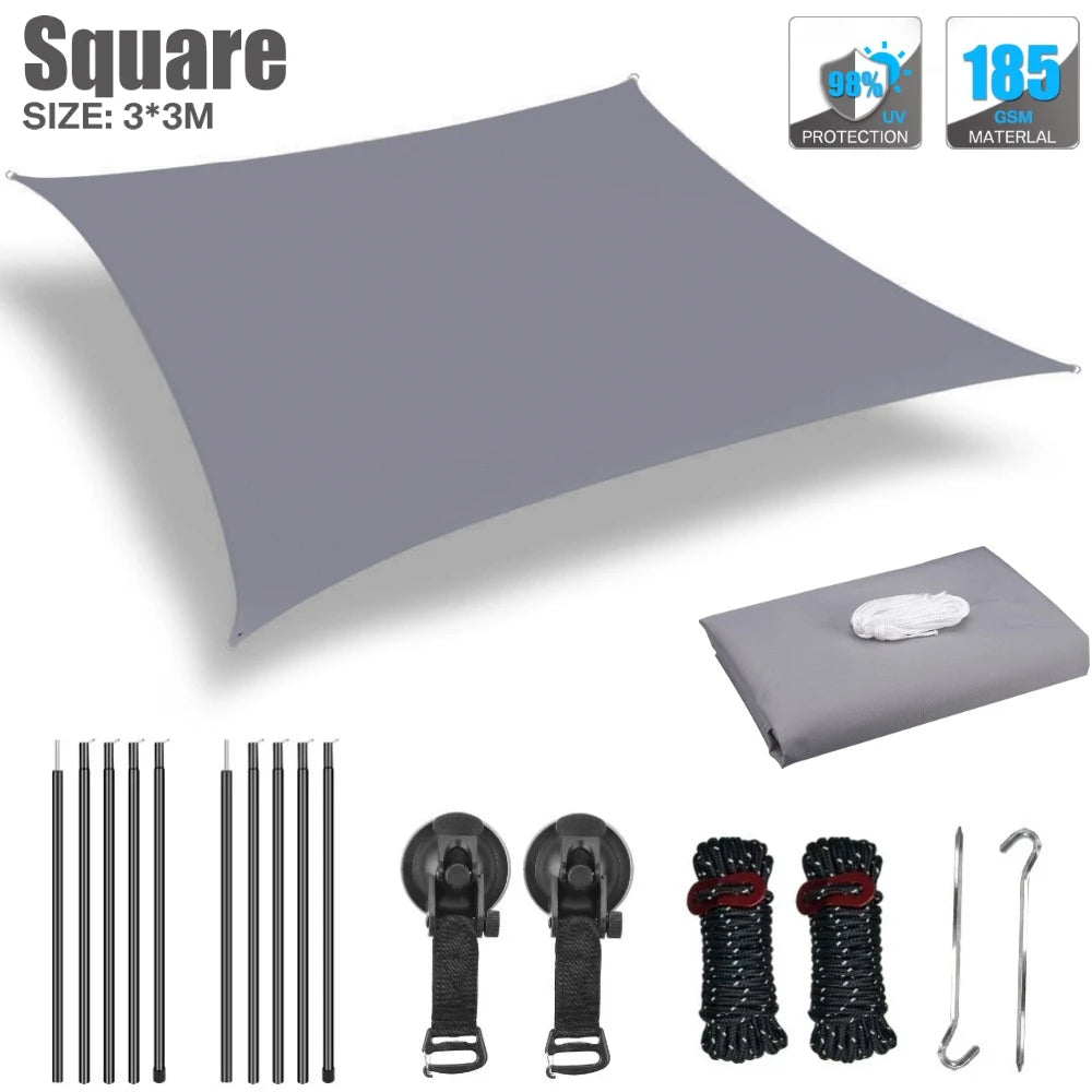 Toldo para autos Sombra para camper van Toldo anti-UV Toldos impermeables para caravanas Techos de auto Refugios laterales para tiendas de campaña con postes de aluminio