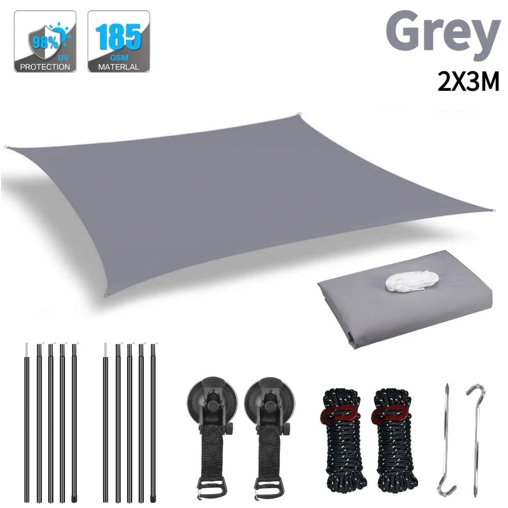 Toldo para autos para van campervan, vehículo de caravana 2x3M 2x4M, techo impermeable para campamentos al aire libre, velas de sombra para campamentos al aire libre