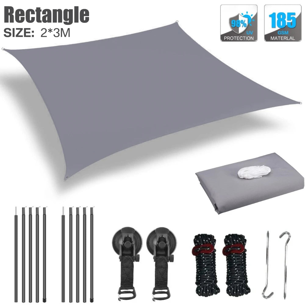 Toldo para autos Sombra para camper van Toldo anti-UV Toldos impermeables para caravanas Techos de auto Refugios laterales para tiendas de campaña con postes de aluminio