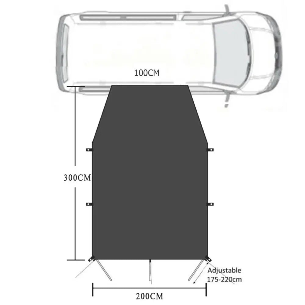 Refugio de autos sombra Camping Toldo lateral de auto Toldo lateral Toldo solar Toldo solar Tienda de campaña portátil Carpa de campaña Techo de automóvil Toldo de lluvia para SUV