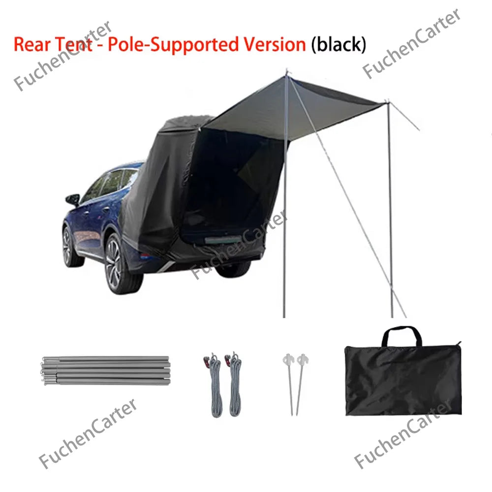 Tienda de copas trasera impermeable anti-UV con toldo extendido, vehículo SUV SUV con techo exterior con protección solar y lluvia