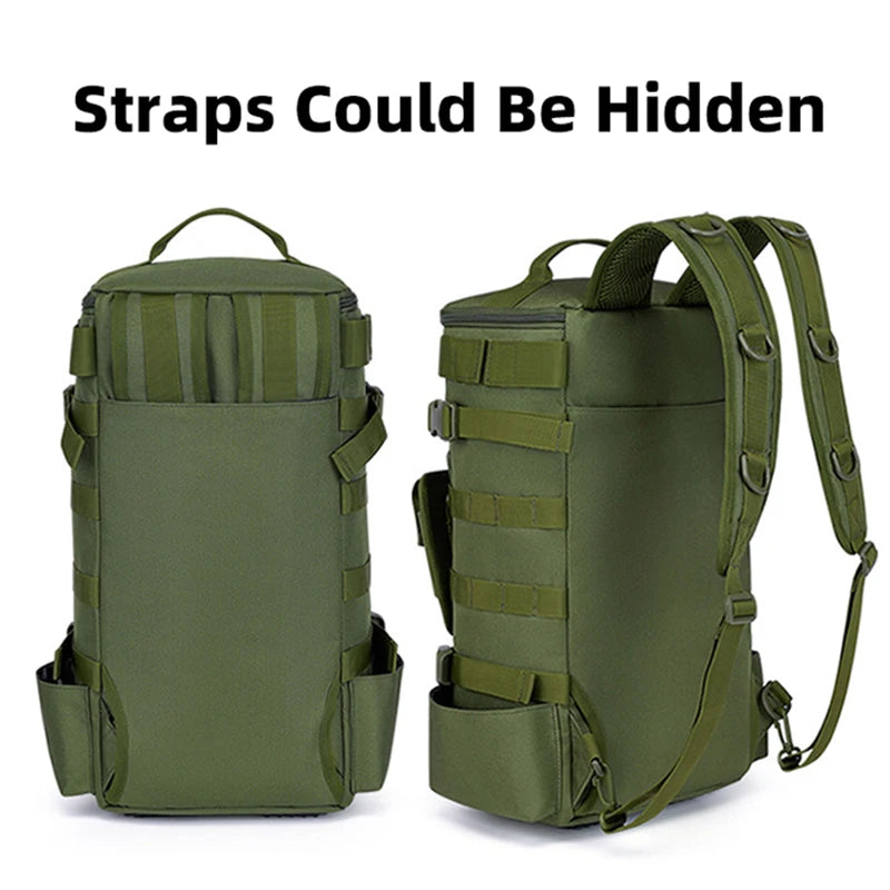 Mochila de pesca táctica con portacañas Almacenamiento de equipo de pesca Molle para acampar Senderismo al aire libre Mochila multifuncional