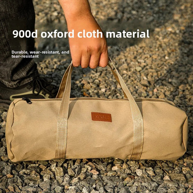 Bolsa cilíndrica para acampar al aire libre Bolso portátil para estacas de tienda Cuerdas de viento Bolsa cilíndrica duradera para accesorios de campamento