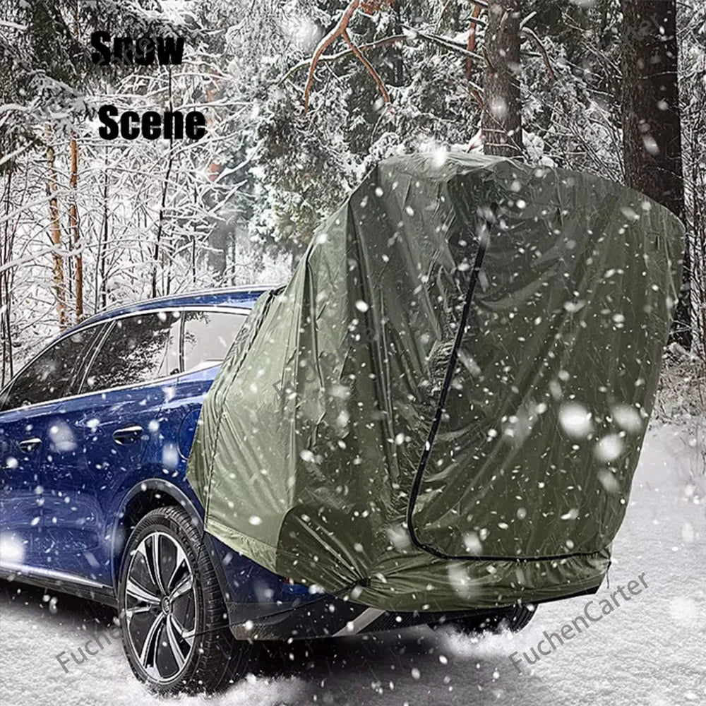 Tienda de copas trasera impermeable anti-UV con toldo extendido, vehículo SUV SUV con techo exterior con protección solar y lluvia