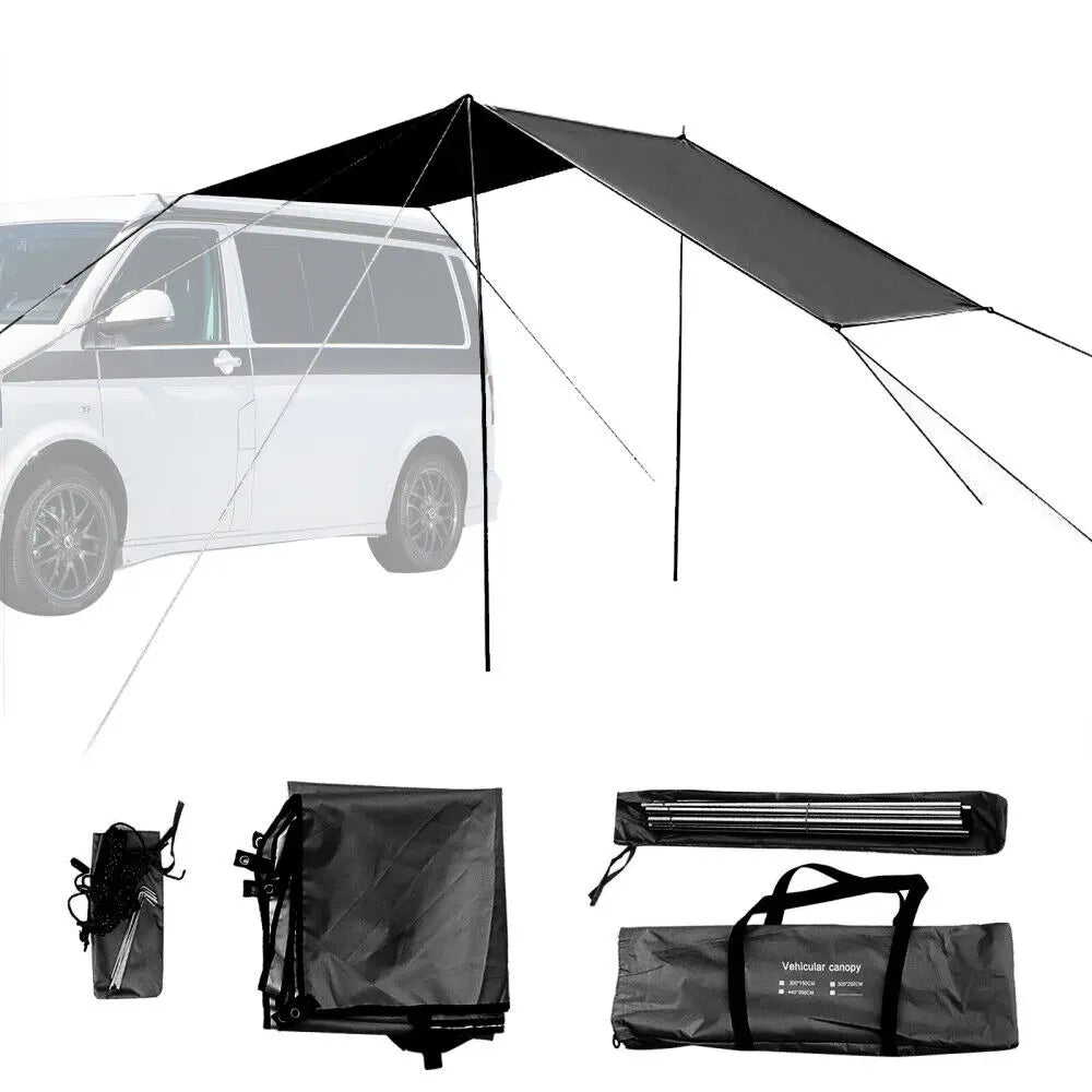 Refugio de autos sombra Camping Toldo lateral de auto Toldo lateral Toldo solar Toldo solar Tienda de campaña portátil Carpa de campaña Techo de automóvil Toldo de lluvia para SUV