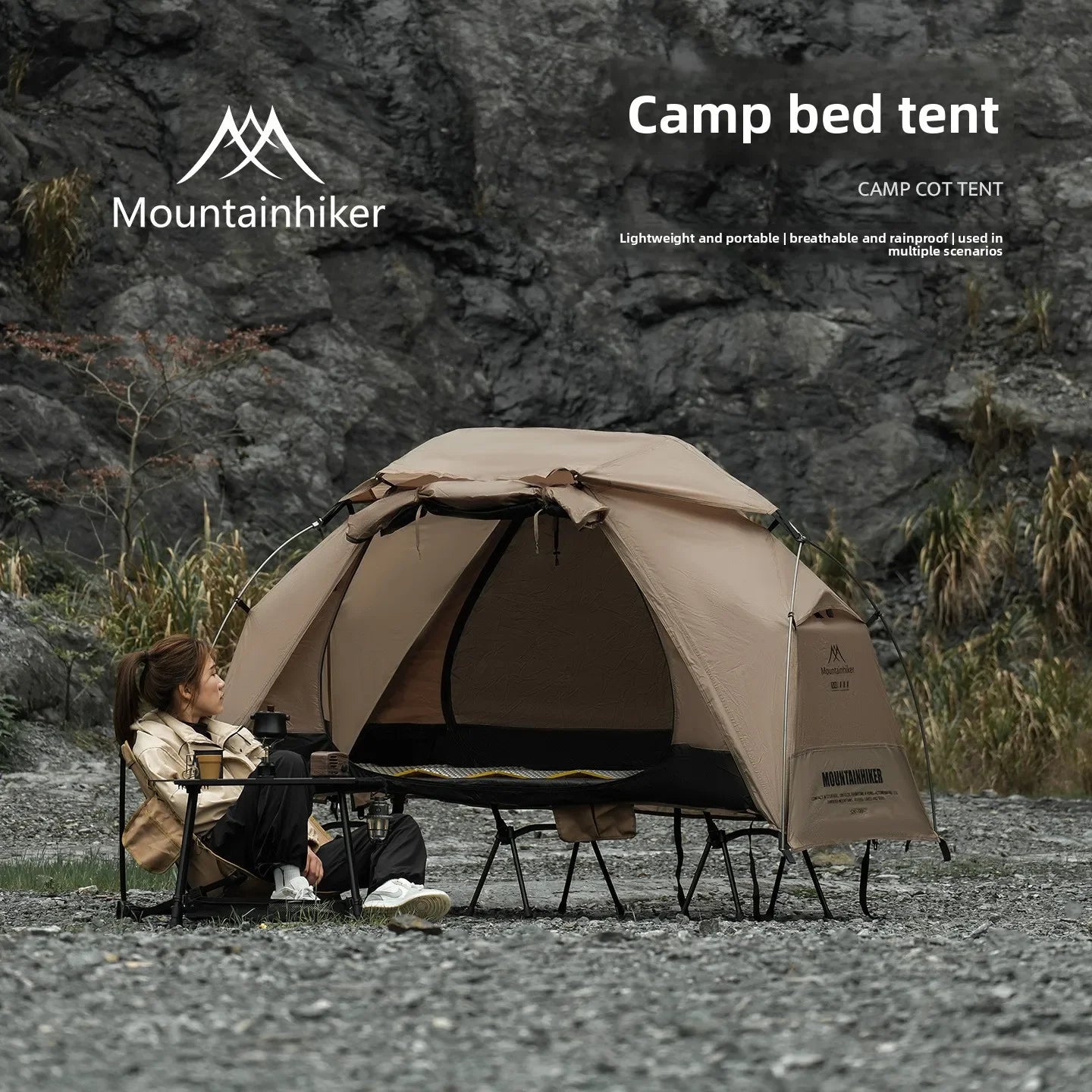 MOUNTAINHIKER 2026 Cama de campamento individual Tienda de campaña al aire libre, refugio de campamento multiusos impermeable a prueba de lluvia para senderismo y viajes