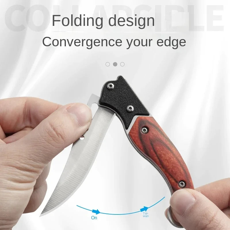 Cuchillo plegable compacto con hoja duradera de acero inoxidable, herramienta multifuncional para acampar de supervivencia