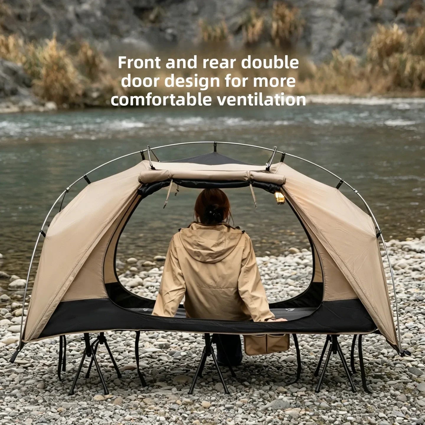 MOUNTAINHIKER 2026 Cama de campamento individual Tienda de campaña al aire libre, refugio de campamento multiusos impermeable a prueba de lluvia para senderismo y viajes
