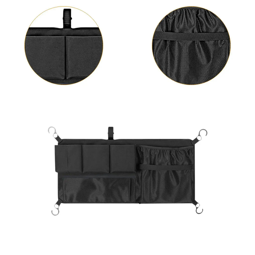 Carrito de campamento al aire libre Almacenamiento lateral Bolsa de malla Carrito de picnic Bolsa lateral Múltiples bolsillos Plegable para carrito Organizador de tela Oxford