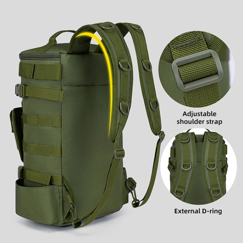 Mochila de pesca táctica con portacañas Almacenamiento de equipo de pesca Molle para acampar Senderismo al aire libre Mochila multifuncional