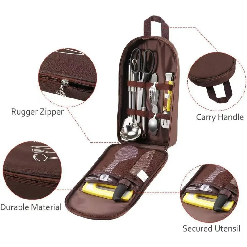 Organizador de utensilios de cocina para campamento Bolsa de viaje Bolsa portátil para BBQ Kit de cocina para BBQ Camp